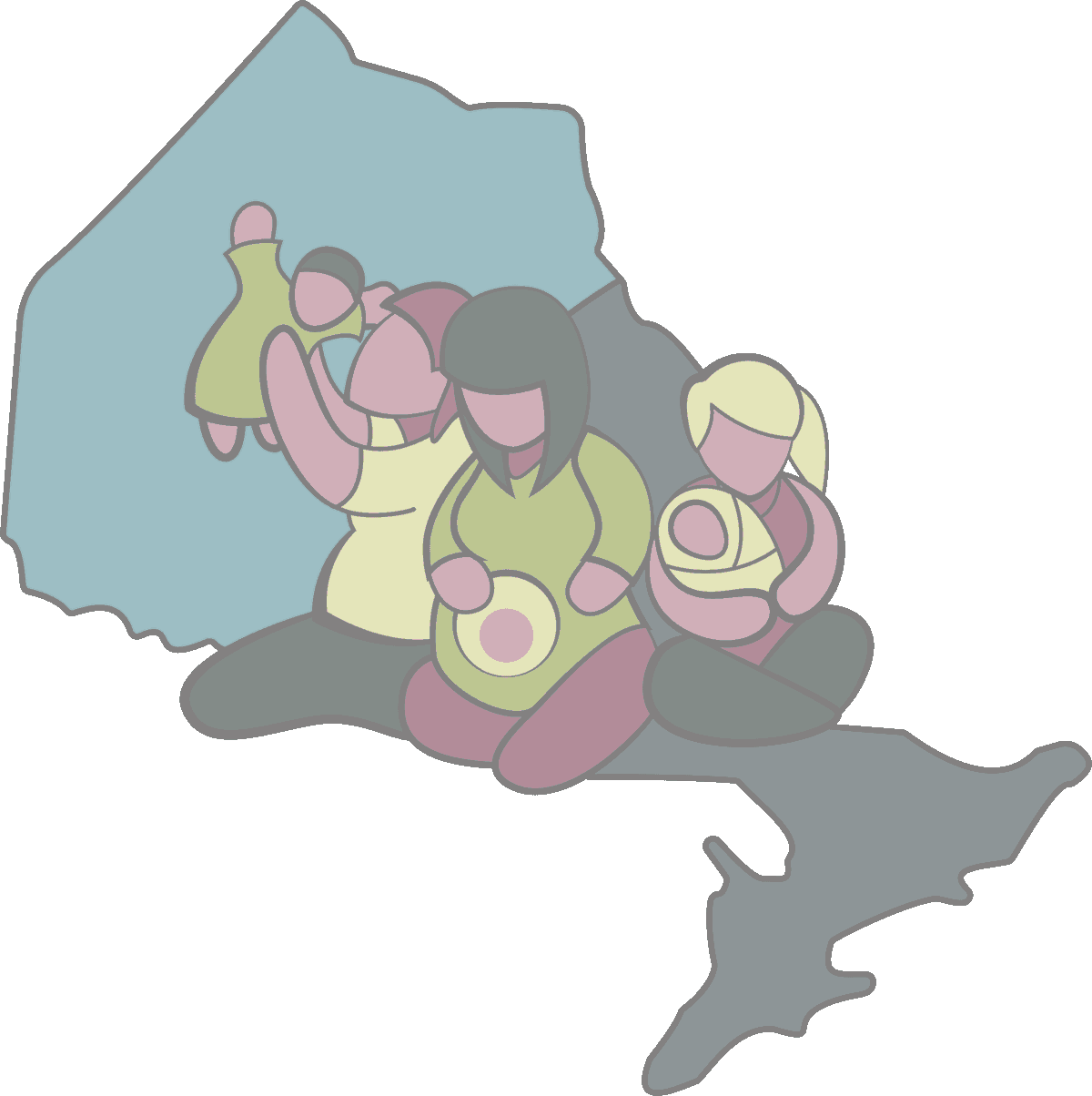 women with babies in northern ontario illustration
